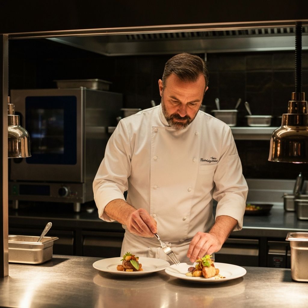 Chef preparing burgers